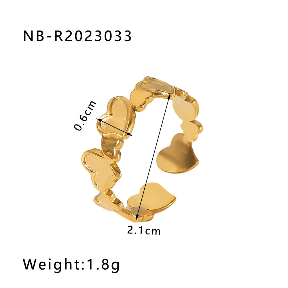 Wholesale commuter stainless steel open ring heart-shaped geometric titanium steel ring fashion simple  Personality ring female