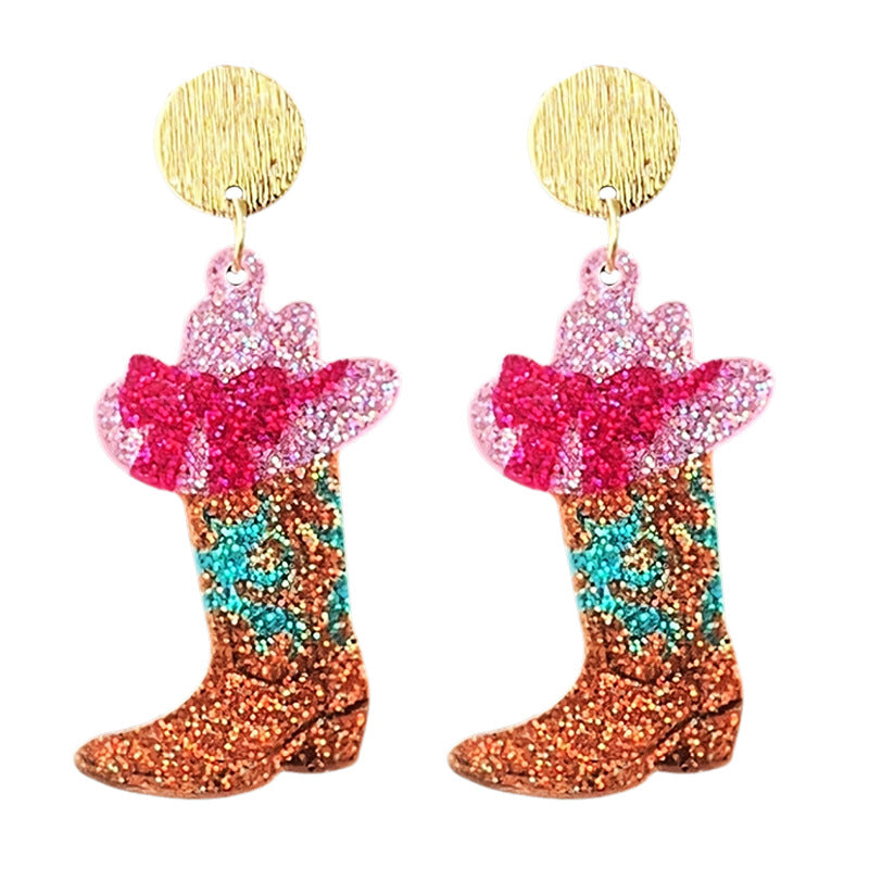 Wholesale Western cowboy style acrylic earrings