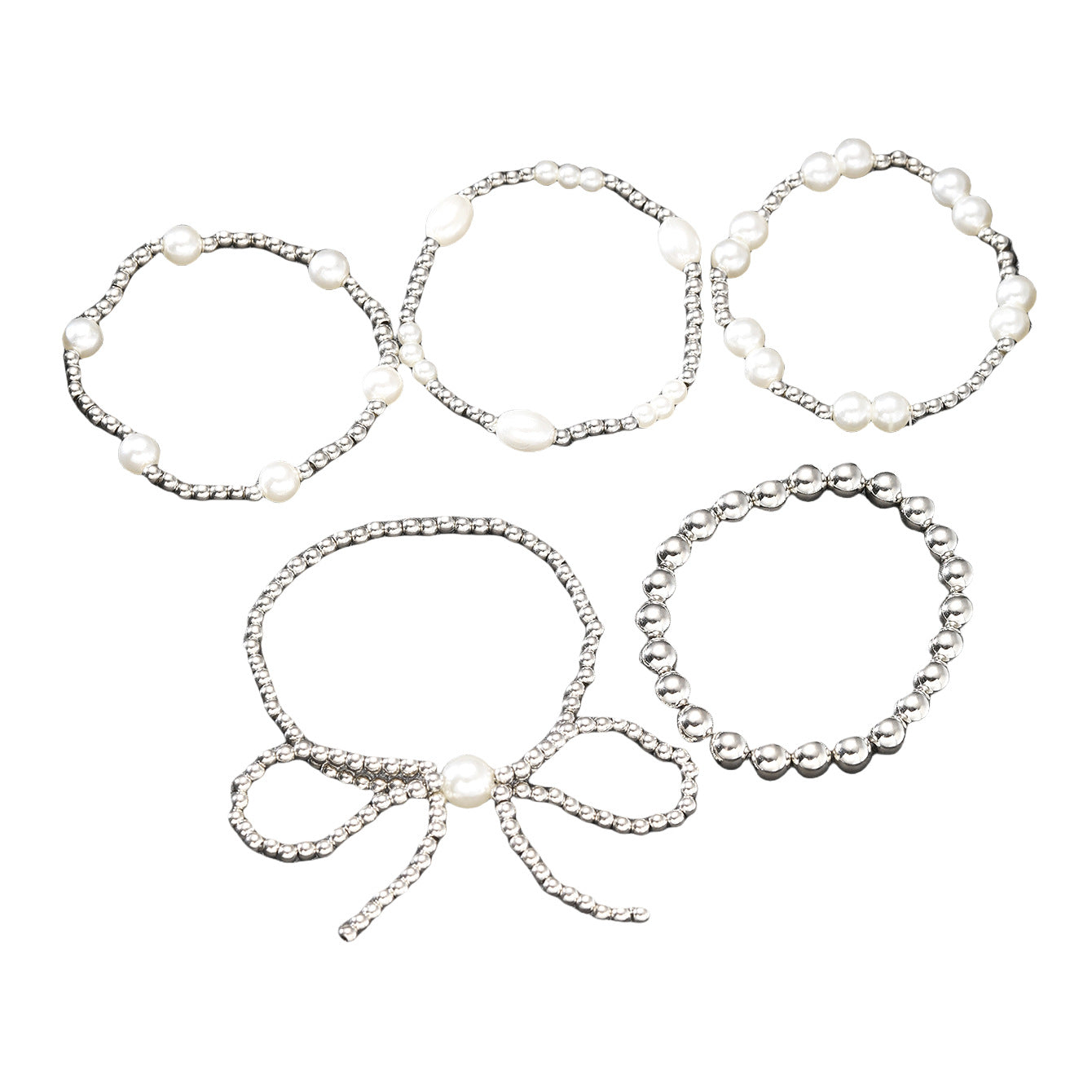 Wholesale Bow Pearl Beaded Bracelet 5-Piece Set