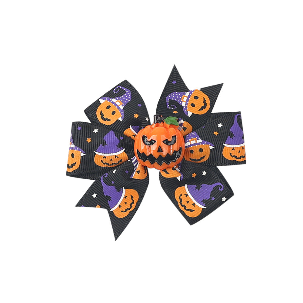 Wholesale Halloween Three-layer Swallowtail Bow Duckbill Edging 20 Colors Children's Headdress Hair Clips