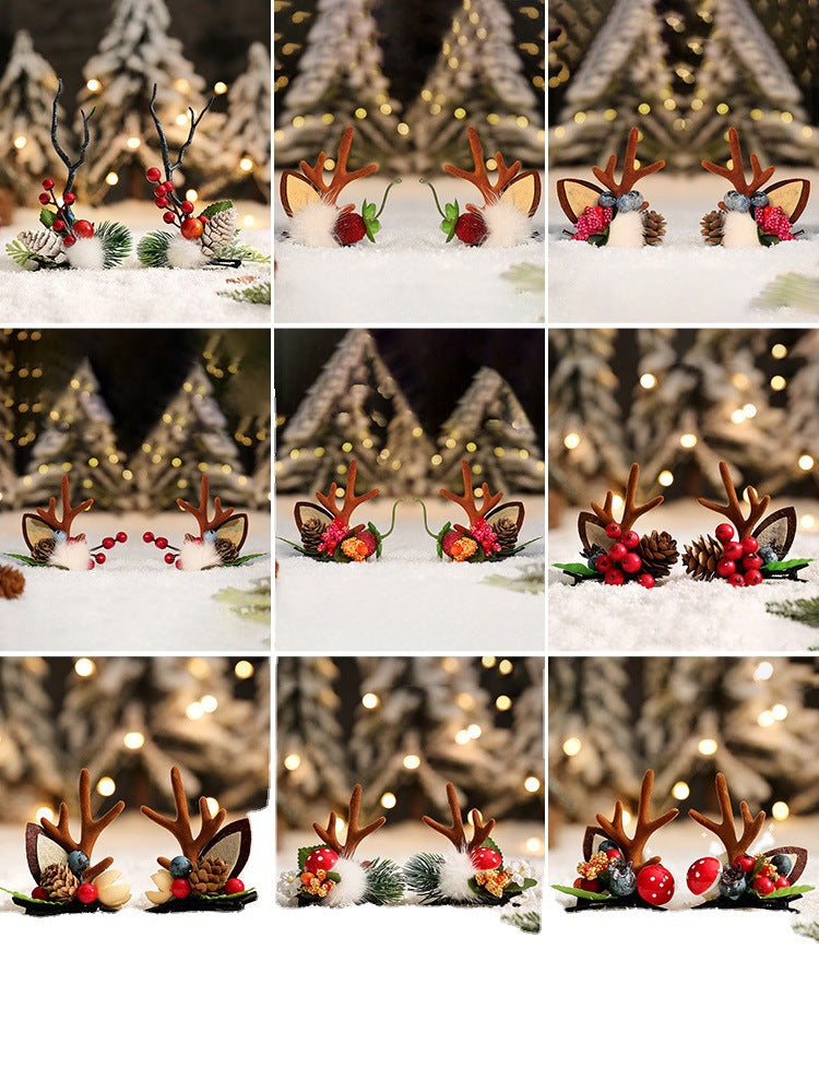 Wholesale Christmas Cute Antler Elk Glowing Plastic Hairpins