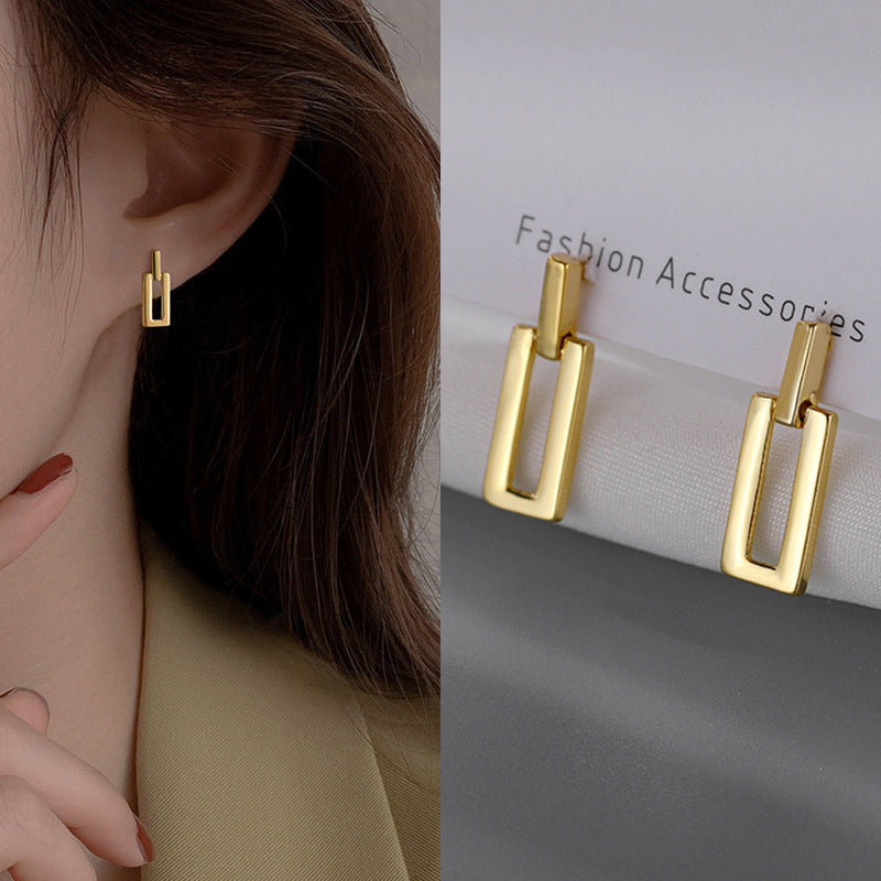 Wholesale light luxury alloy silver needle earrings