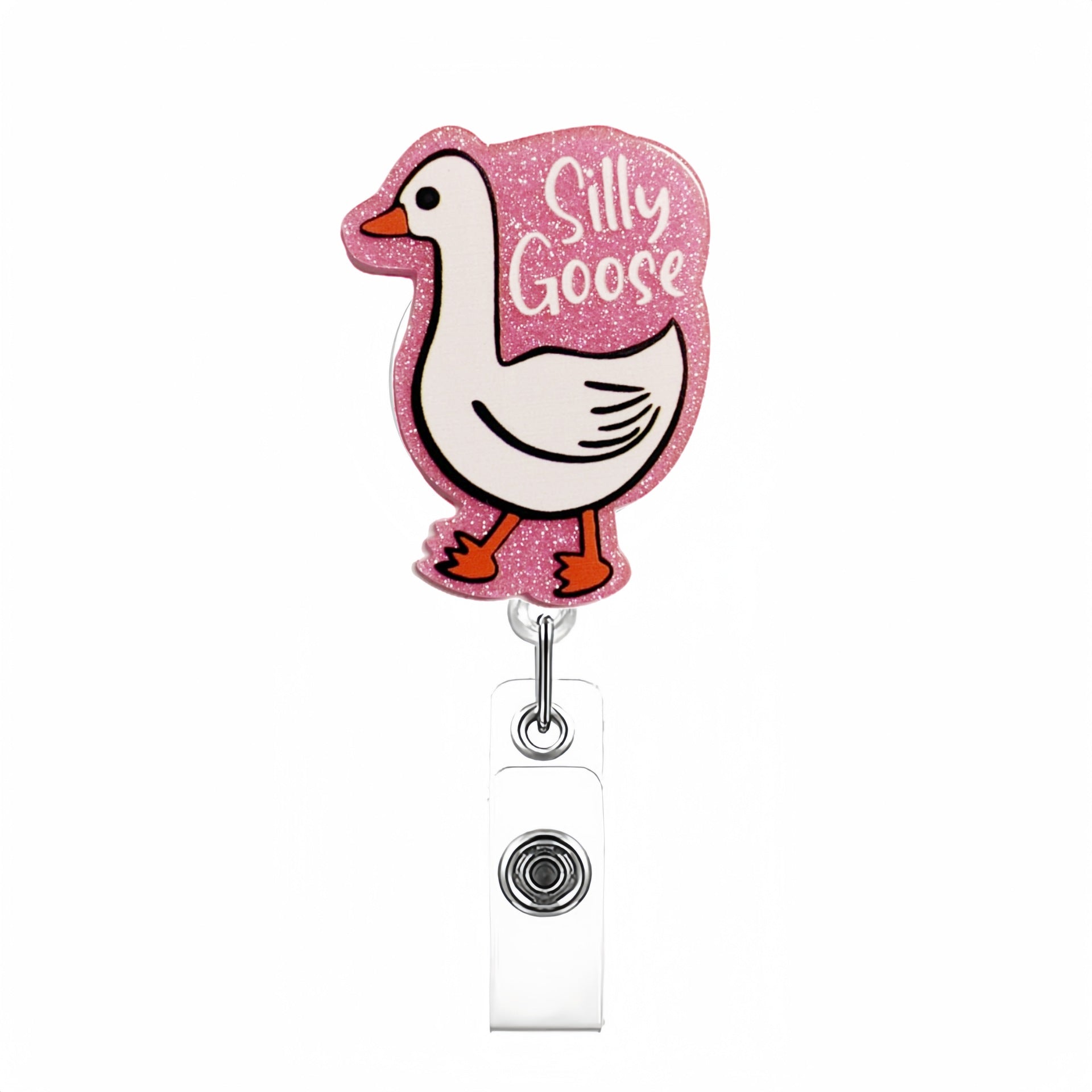 Wholesale Acrylic Fun Glitter Retractable Badge Keychain