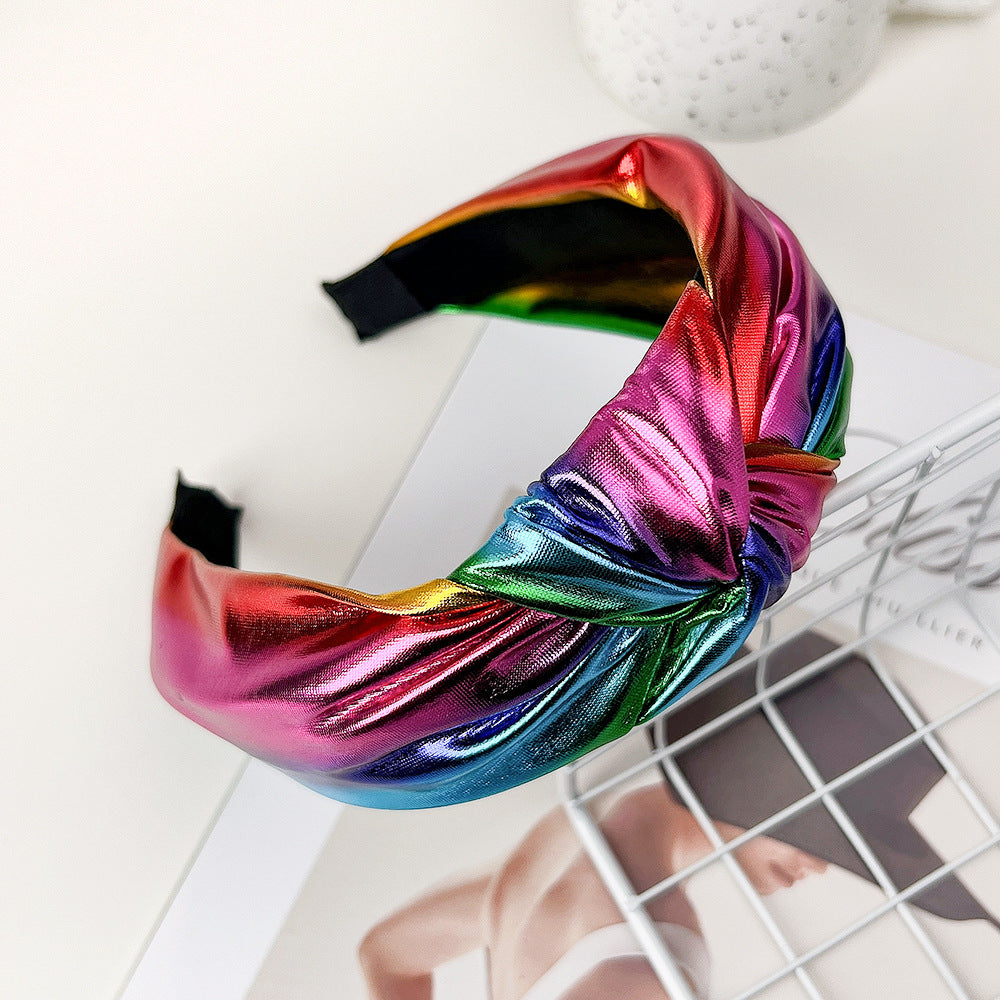 Diadema al por mayor de láser PU ancho