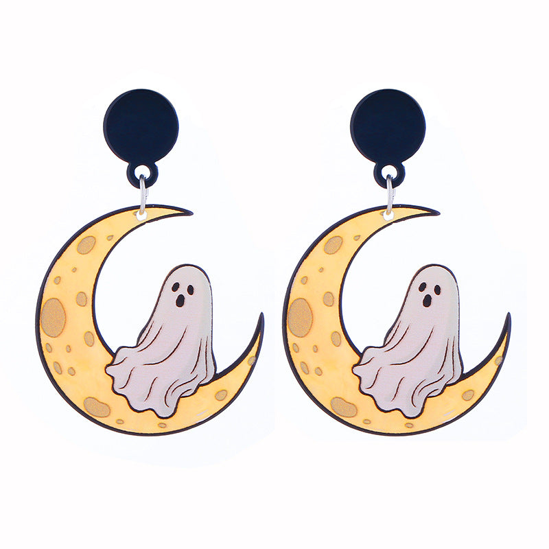 Wholesale  series acrylic earrings ghost pumpkin cartoon bat