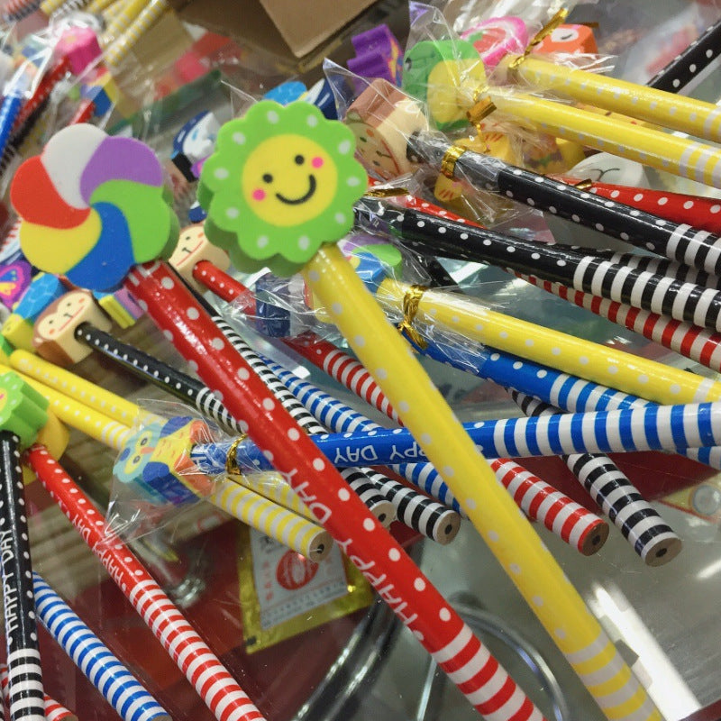 Wholesale Cartoon Pencil Eraser HB Wooden Pencils