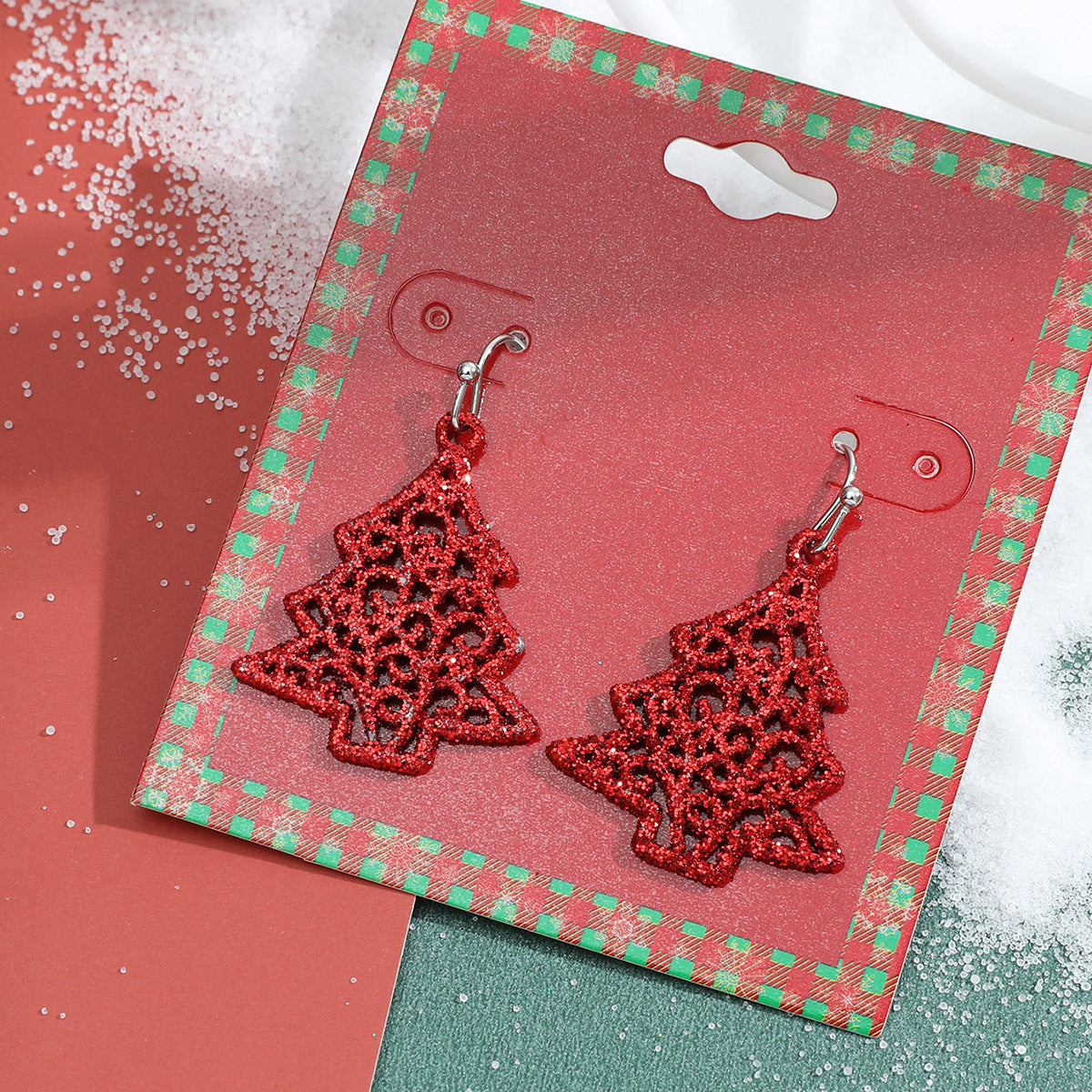 Wholesale Christmas Fashion Cute Alloy Oil Dripping Elk Snowflake Earrings