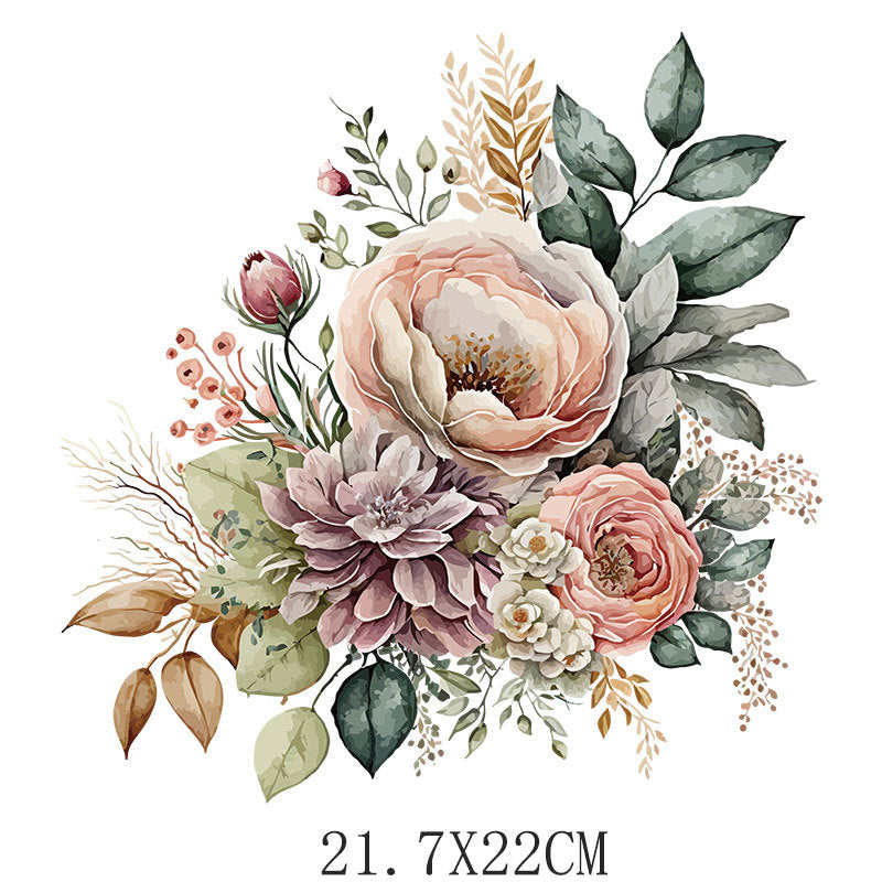 Wholesale 10pcs/pack Watercolor floral heat transfer appliqué clothing UV DTF Ready to Press Transfers Wraps