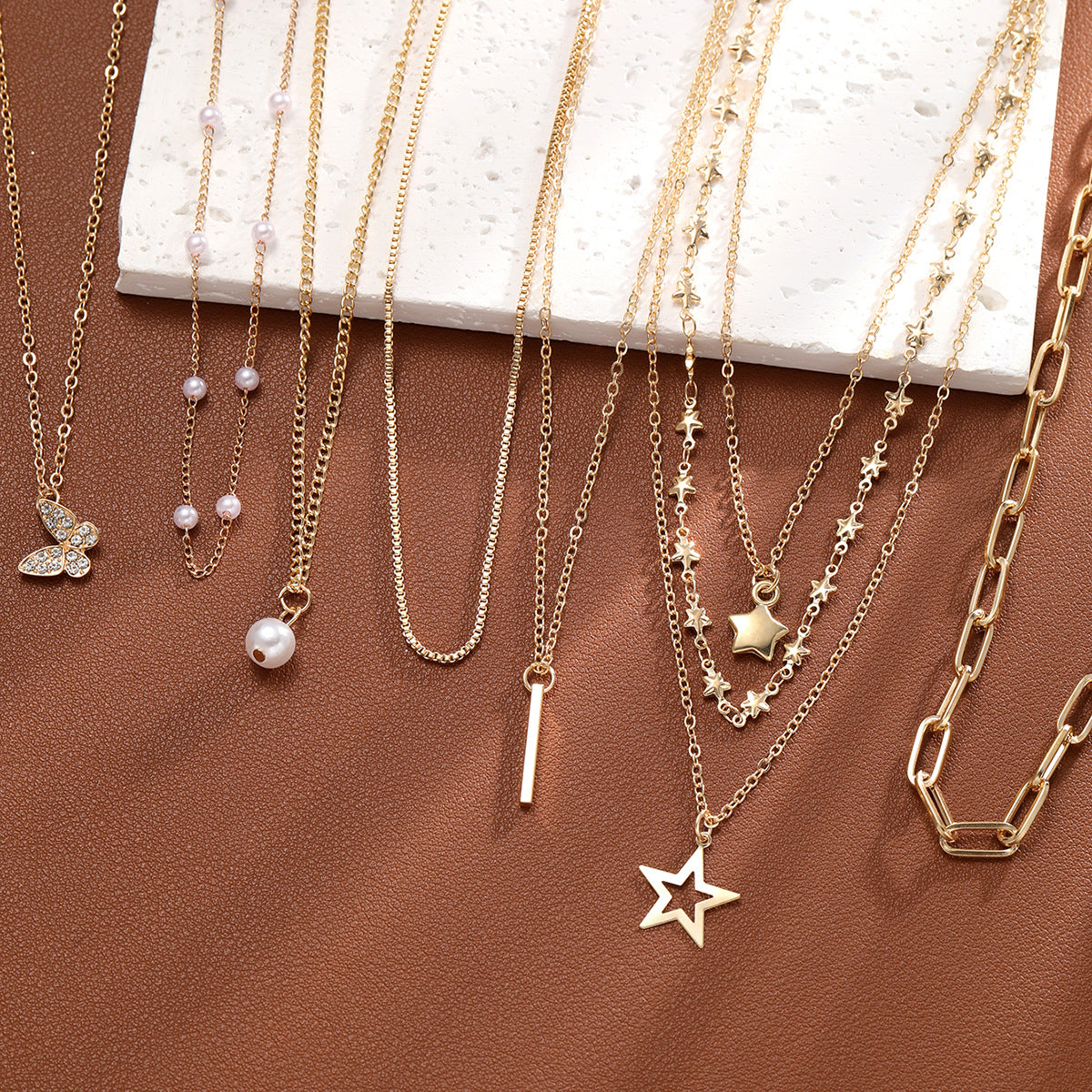 Wholesale Five-pointed star butterfly necklace set