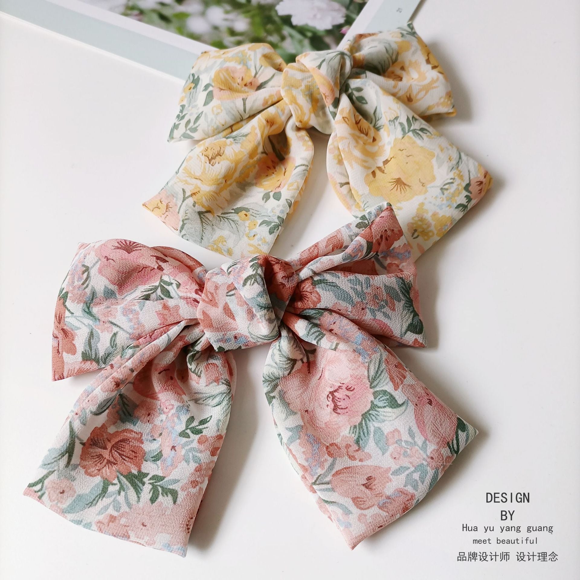 Wholesale Large Bow Chiffon Floral Head Clip