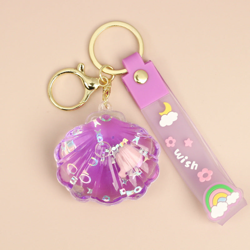 Wholesale Creative Oil-infused Ocean Shell Keychain