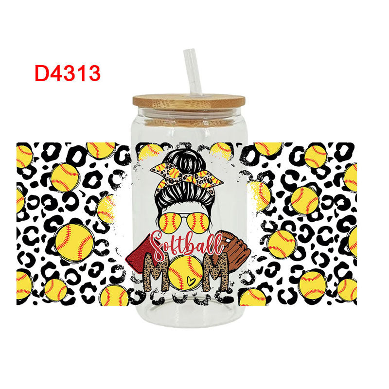 Wholesale UV Transfer Paste Glass Crystal Label 16oz Cup UV DTF Wraps 23cmX11cm