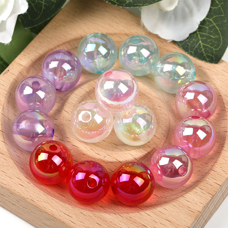 Wholesale 100pcs 16mm Acrylic Through Hole Round Beads Jelly Transparent Color Diy Accessories Beads