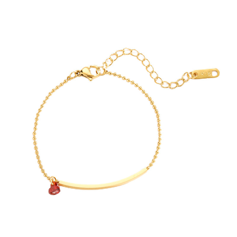 Wholesale Red Heart Bend Pipe Titanium Steel Bracelet