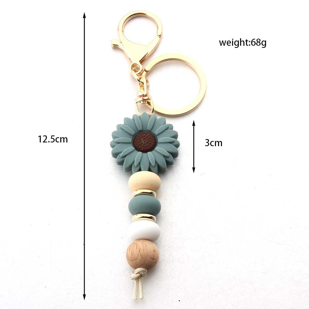 Wholesale silicone beads daisy keychain sunflower pendant DIY small accessories