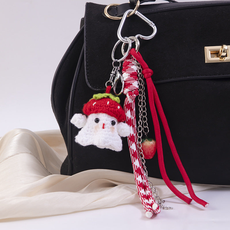 Wholesale  pumpkin bag hanging DIY wool braided rope keychain