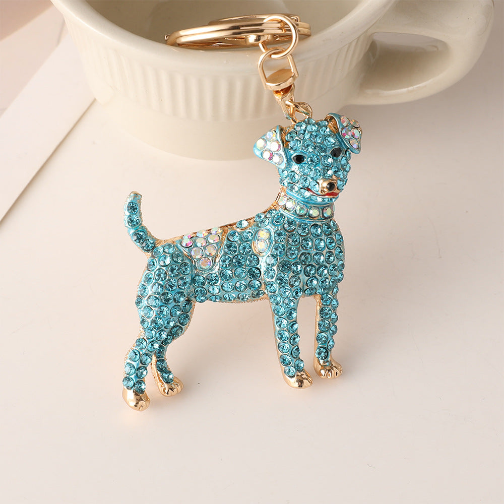 Wholesale Colorful Zodiac Dog Rhinestone Metal Keychain