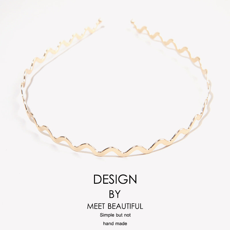 Wholesale Metal Wave Thin Hairband Gold Thin Style