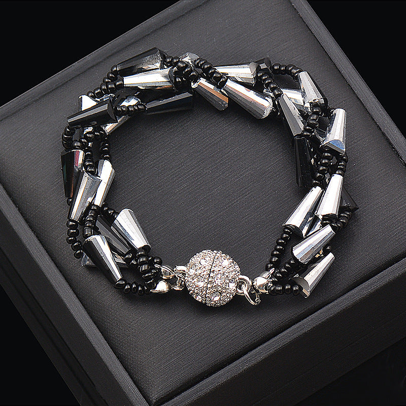 Wholesale Rhinestone Magnetic Clasp Multicolor Bar Crystal Beads Bracelet Necklace