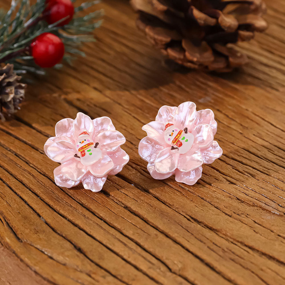 Wholesale Colorful Flowers Christmas Series Acrylic Earrings