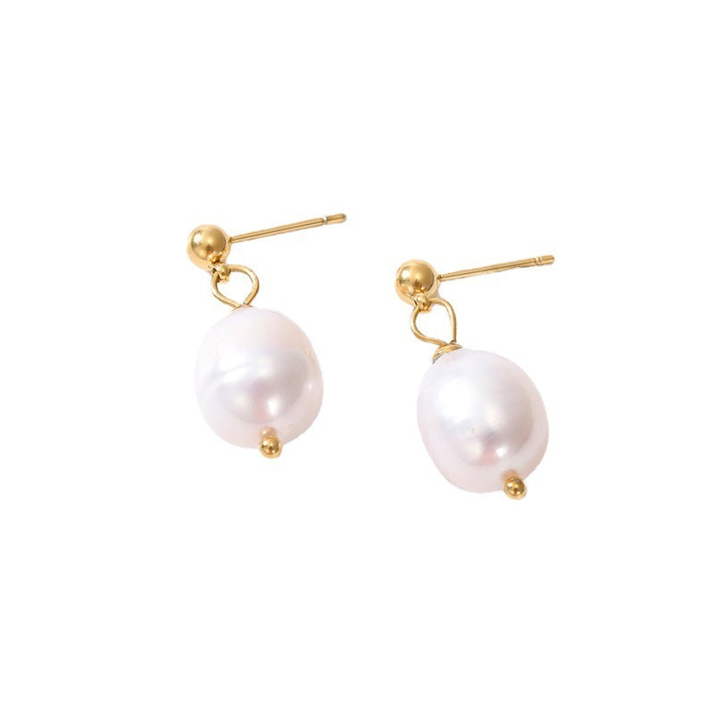 Wholesale Freshwater Pearl Stainless Steel Earrings