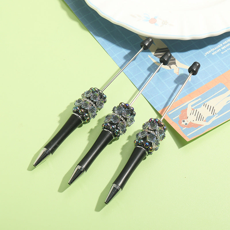 Wholesale 10pcs Beadable Pens Heavy Handmade Flower Chain DIY Replacement Core Ballpoint Pen