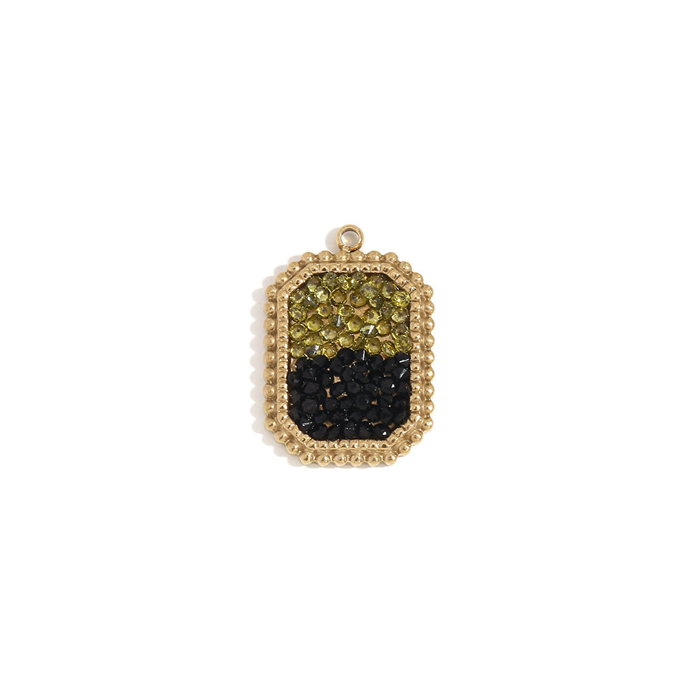 Wholesale Gold heart-shaped geometric pendant with tiny colored diamonds