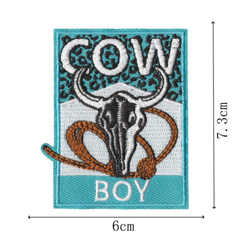 Wholesale 9 Piece Cartoon Cowboy Embroidered Patches With Adhesive Backing For Clothing Towel DIY Accessory