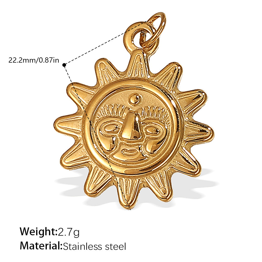 Wholesale Stainless steel 18K gold-plated sun and moon pendant necklace