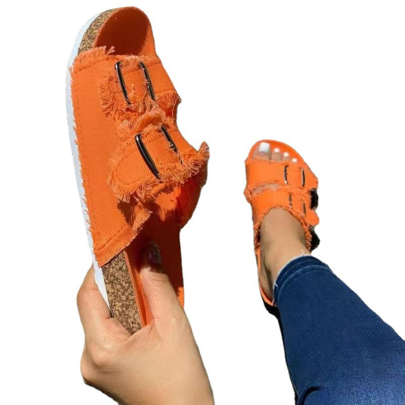 Serie de mezclilla al por mayor zapatillas de verano