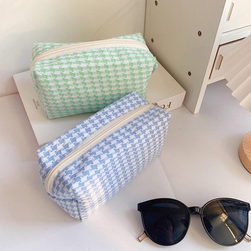 Wholesale Square Candy Color Contrast Fabric Cosmetic Bag