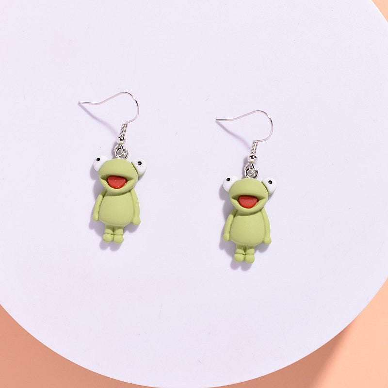Wholesale Creative Cartoon Resin Frog Earrings