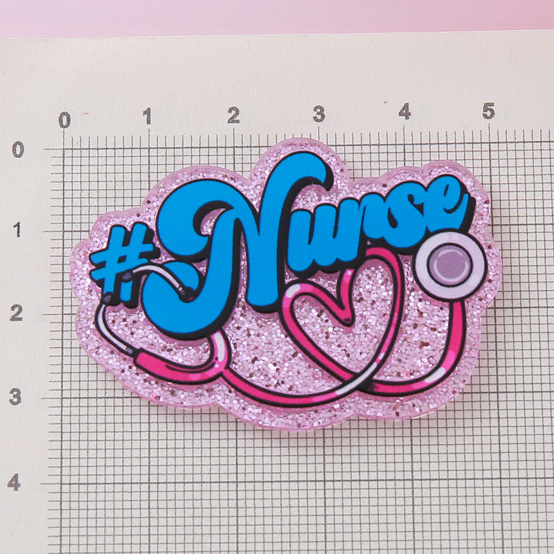 Wholesale  10pcs Glitter Cartoon Medical Jewelry  Cute Acrylic Flatback