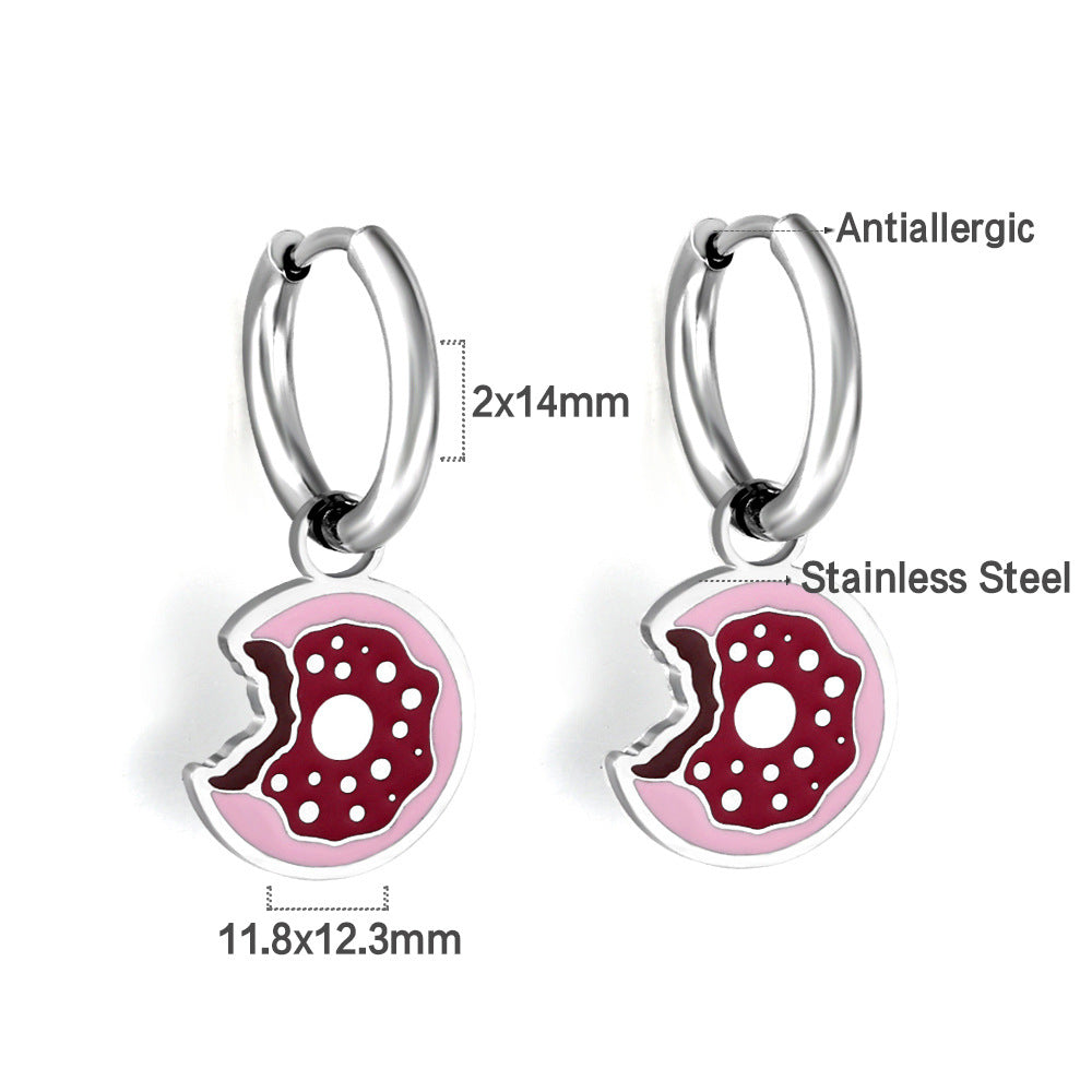 Wholesale Stainless steel round circle heart-shaped white shell earrings for women