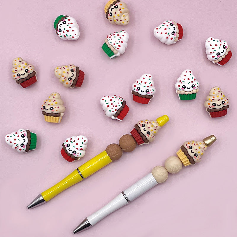 Wholesale 20pcs/ pack3D Silicone Teether Cake Beads