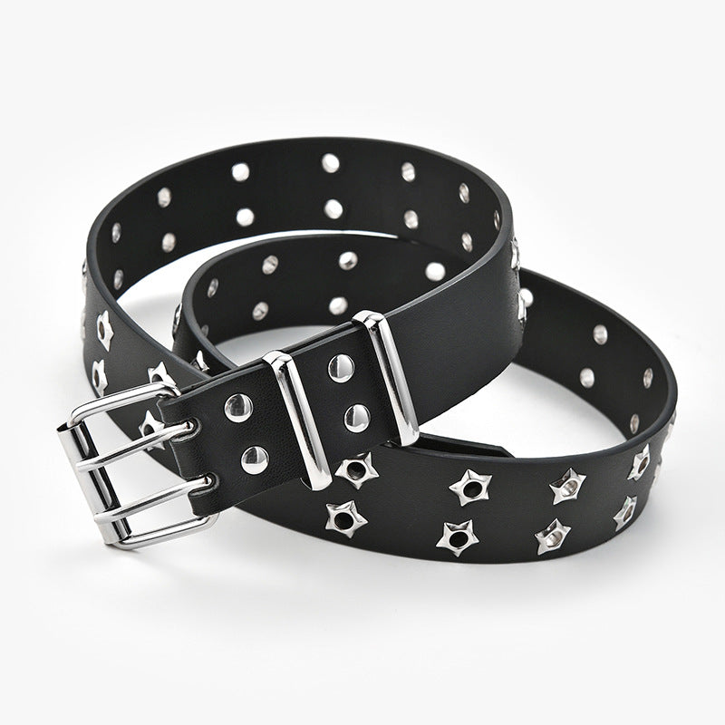 Wholesale Hollow Punk Casual Star Air Eye Decoration Double Row Belt