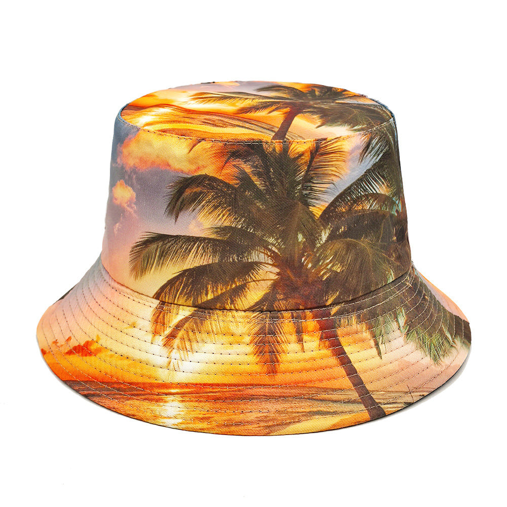 Wholesale Coconut Tree Pattern Bucket Hat Beach Hat