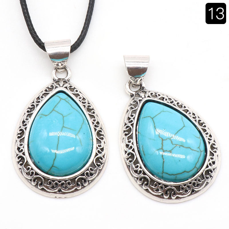 Wholesale Natural crystal agate semi-precious stone teardrop pendant