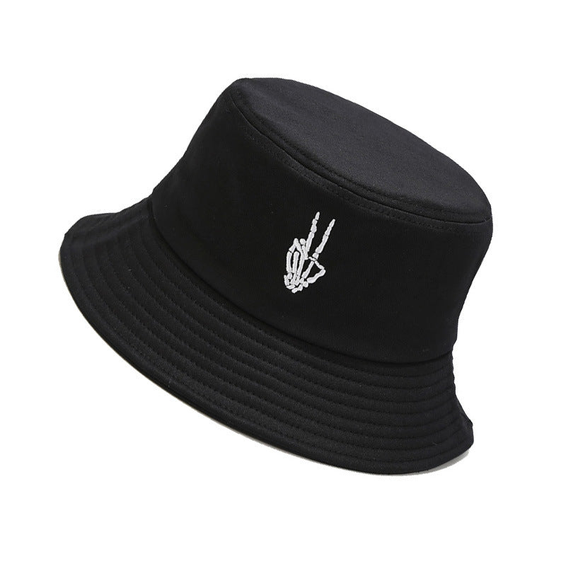 Wholesale New Skull Finger Embroidered Cotton Bucket Hat