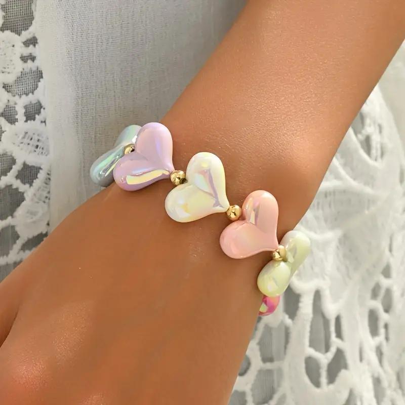 Wholesale Colorful heart-shaped stone bead bracelet