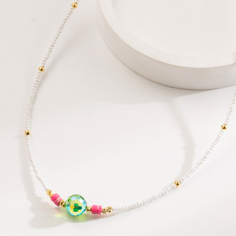 Wholesale Retro Ethnic Style Colored Natural Stone Beads, Light Luxury, High-end Clavicle Chain