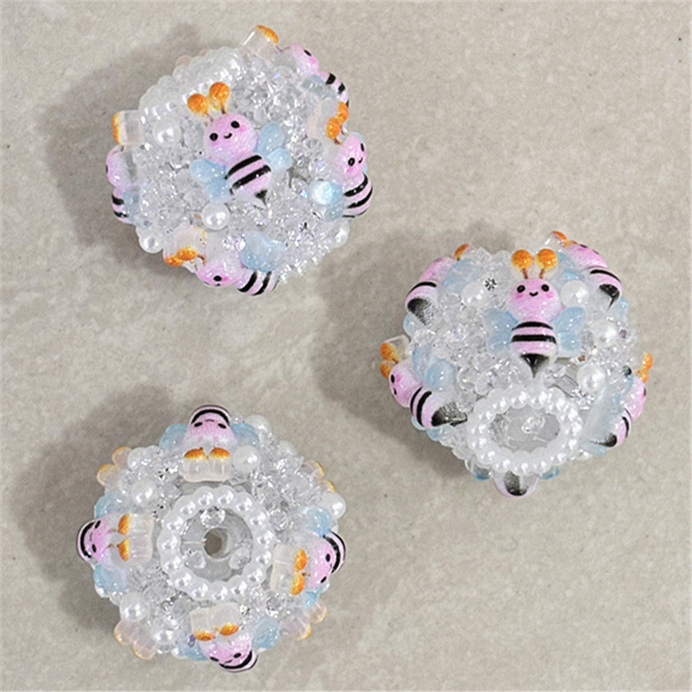 Wholesale 20pcs/pack heavy industry bumblebee bee flower ball DIY  beaded  accessories