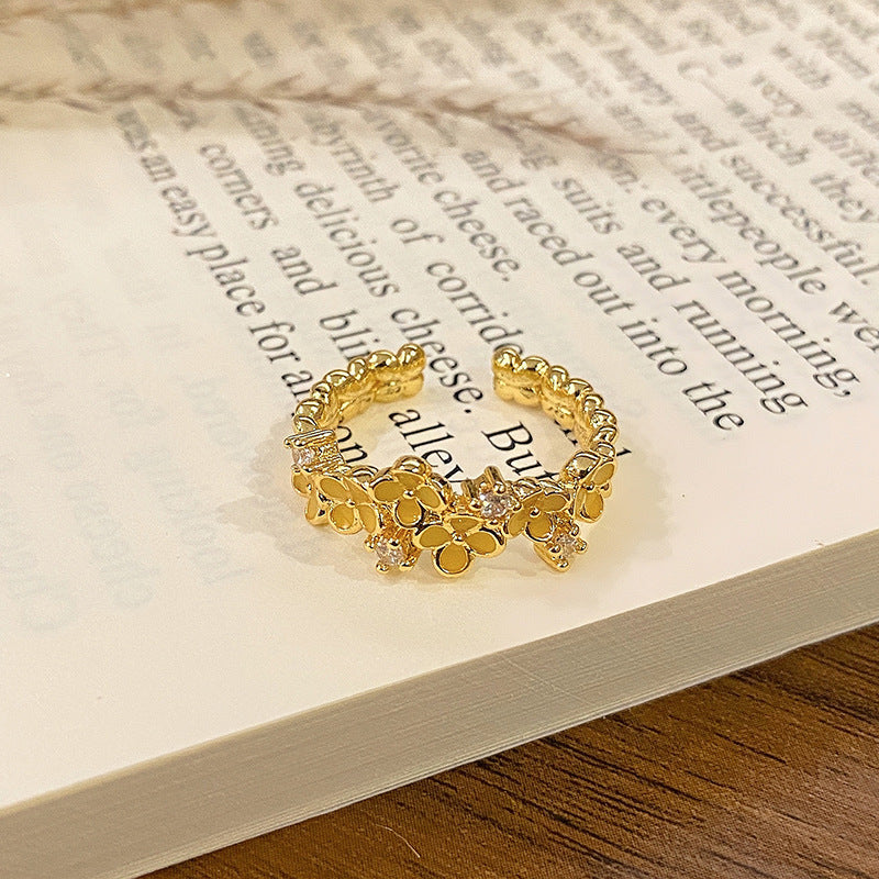 Wholesale Flower bud colored enamel drip pattern ring