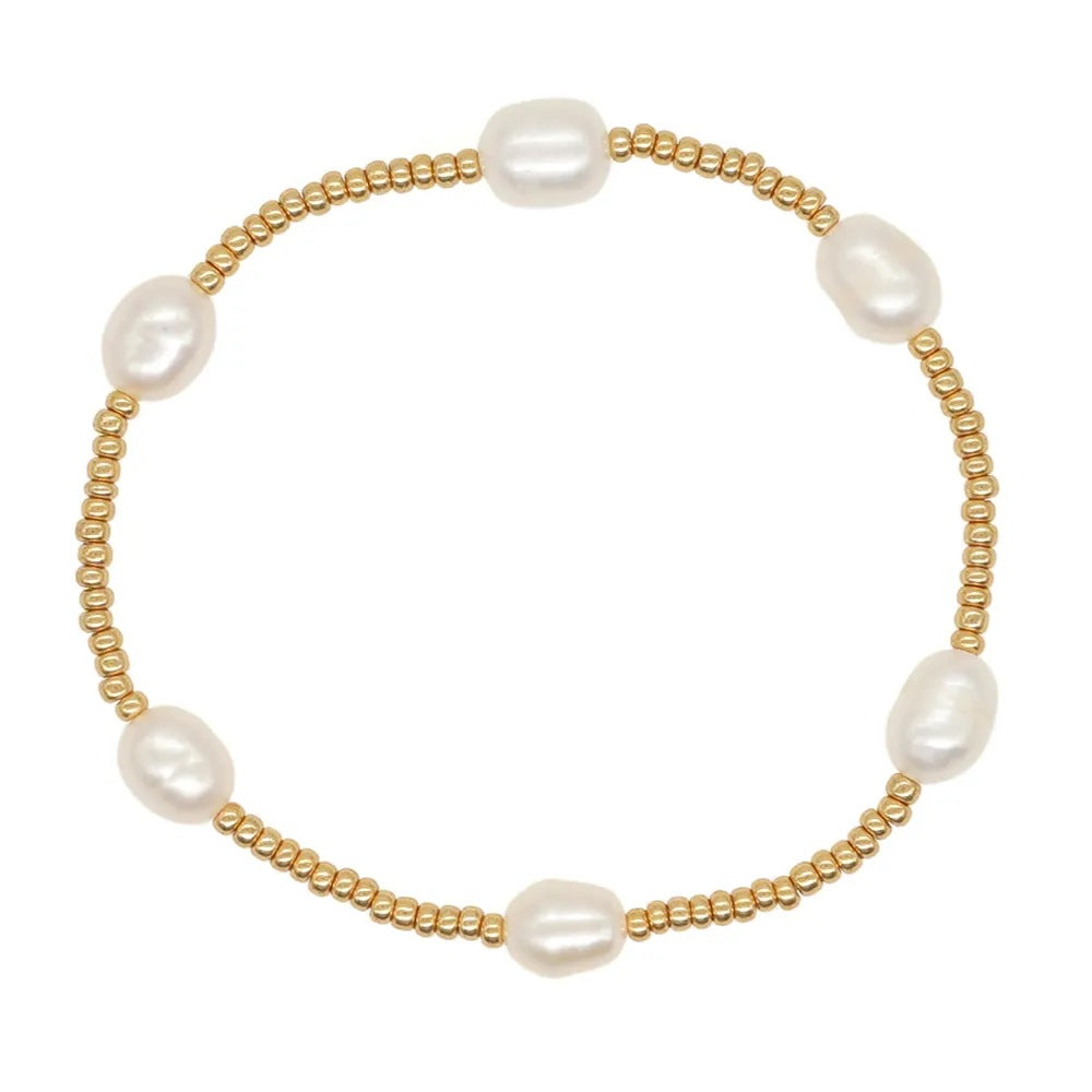 Wholesale natural Baroque pearl elastic rope Miyuki bracelet