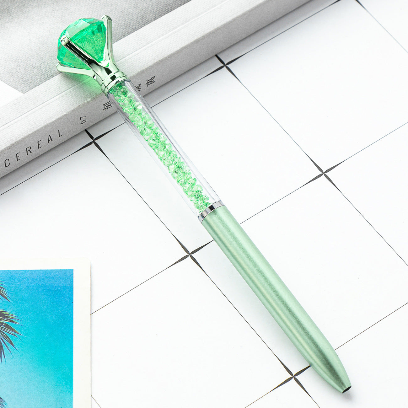 Wholesale Printing Logo Creative Big Diamond Plastic Ballpoint Pen