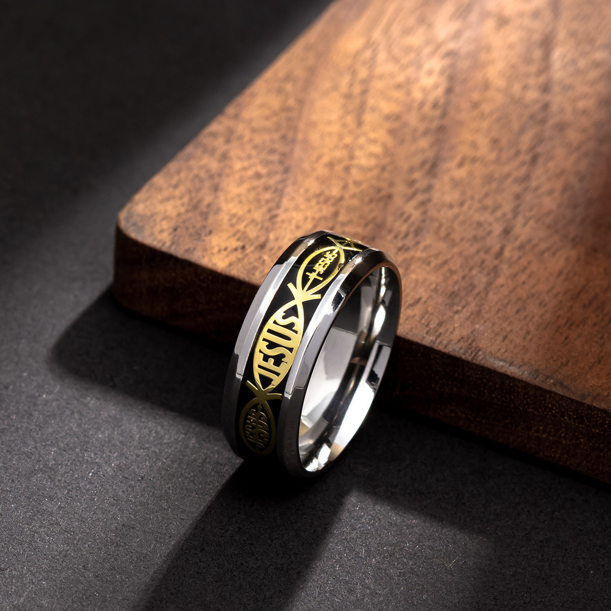 Wholesale Simple Fashion Printed Letters Titanium Steel Ring