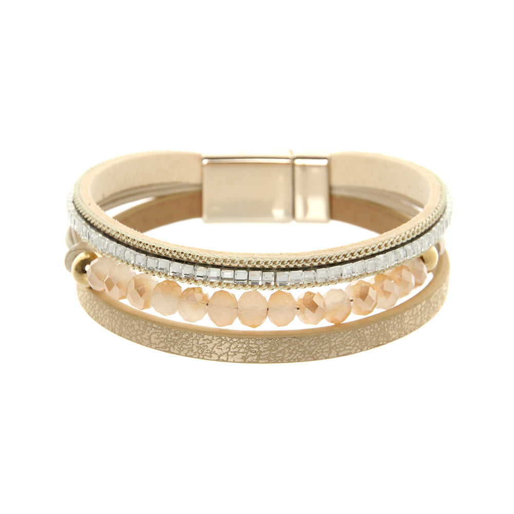 Wholesale Bohemian style multi-layered diamond-encrusted Layered Bracelet Set