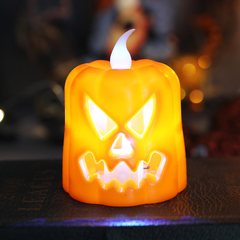 Wholesale Halloween Plastic Pumpkin Lantern Electronic Candle Light Ornament Decoration Props