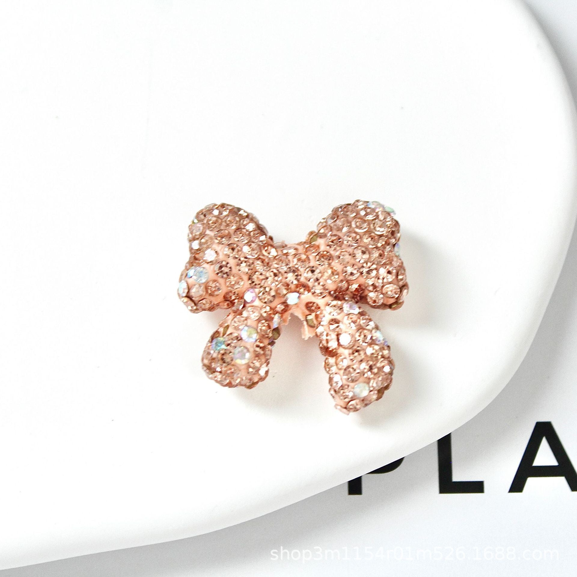 Wholesale 10pcs Colorful diamond clay butterfly bow ribbon with vertical hole beads