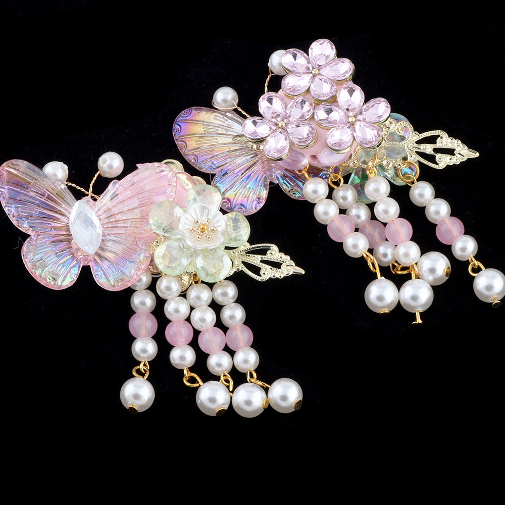 Wholesale 5pcs Butterfly Step Shake tassel Drill Ball Straight Hole Beads